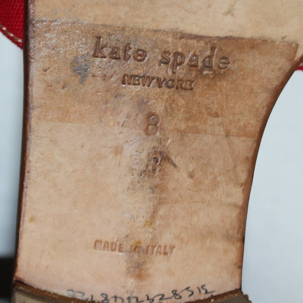 Vintage Kate Spade Leather and Red Canvas Slides - Picture 8 of 12